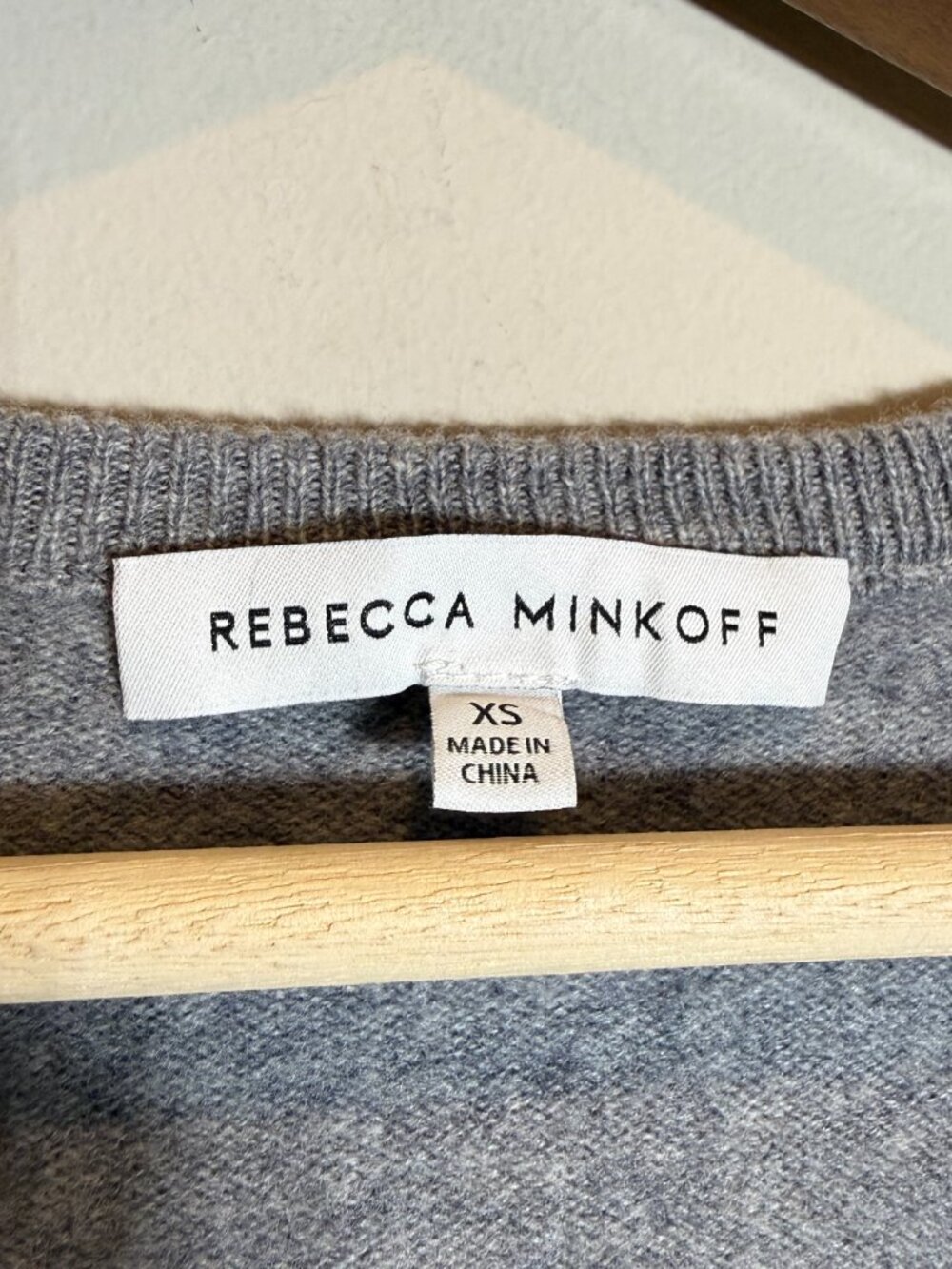 Rebecca Minkoff Janine Wool Puff Sleeve V-Neck Sweater Pullover Women's XS Gray - Picture 8 of 15
